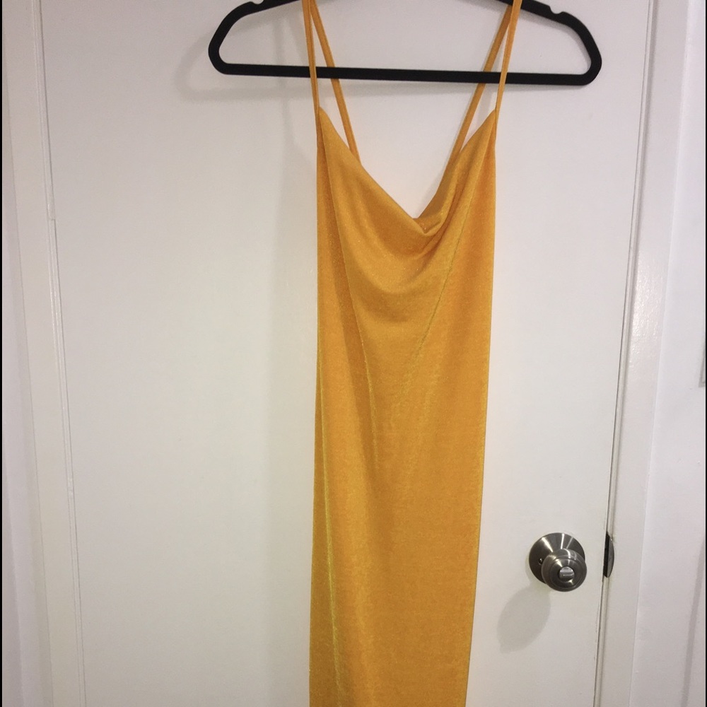 Urban Outfitters Mustard Yellow Slip Midi Dress